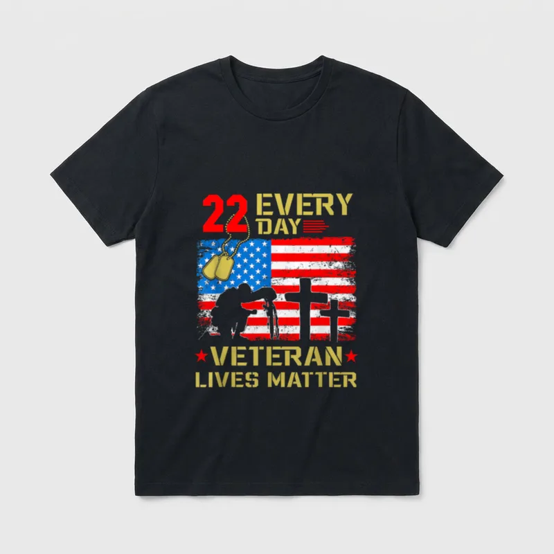 22 Veterans a Day Veteran Suicide T-Shirt – Classic T-Shirt in Black