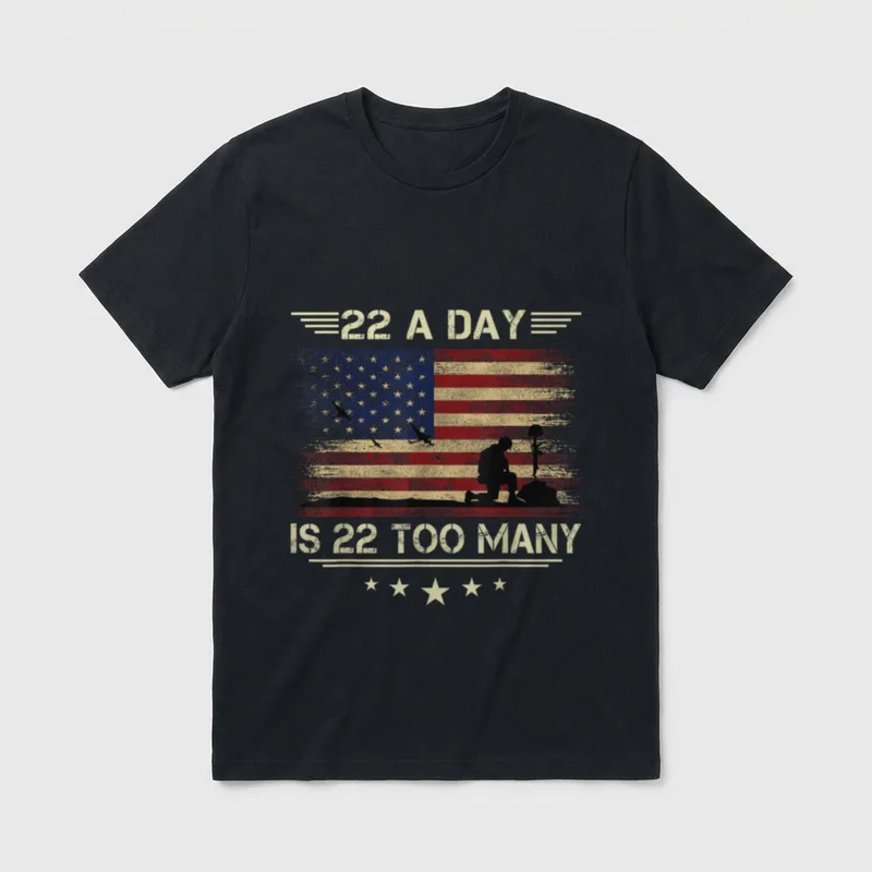 Day Is Too Many Veteran Matter T-Shirt – 22 A DAY IS 22 TOO MANY with veteran silhouette – Classic T-Shirt in Black