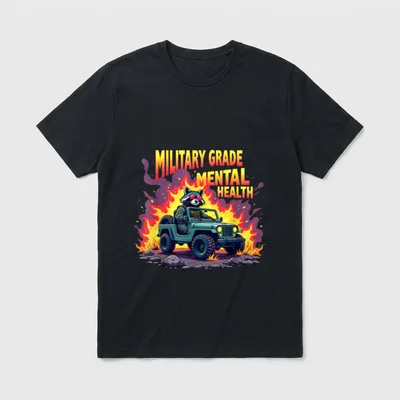 Military Grade Mental Health Warrior Retro T-Shirt – Classic T-Shirt in Black