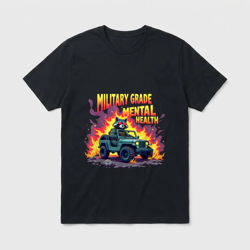 Military Grade Mental Health Warrior Retro T-Shirt – Classic T-Shirt in Black