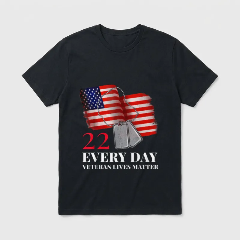 22 Every Day Veteran Lives Matter T-Shirt – Classic T-Shirt in Black