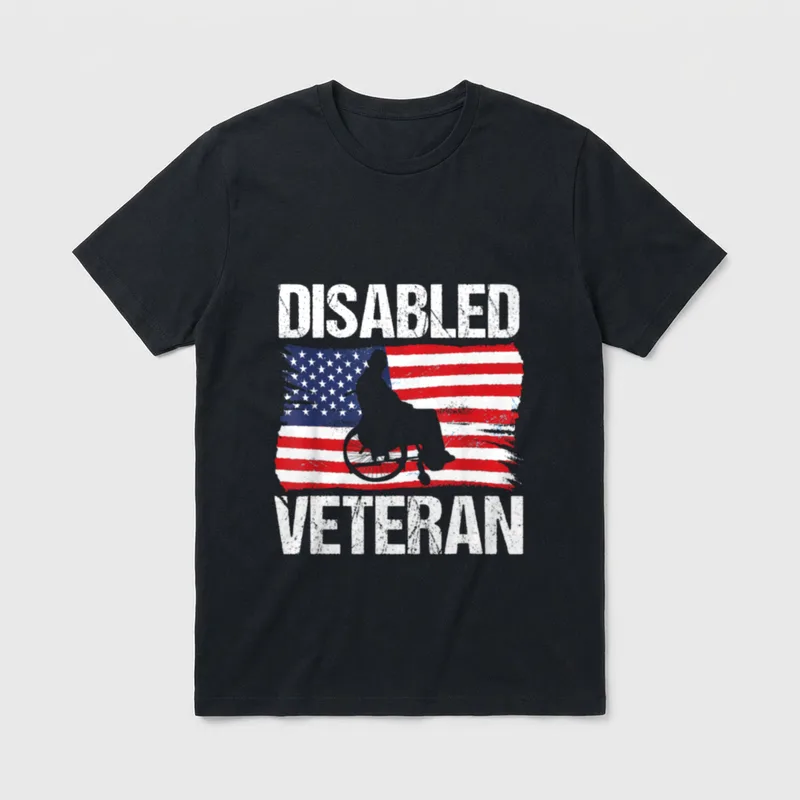 Disabled Veteran American Flag Dad T-Shirt – Classic T-Shirt in Black