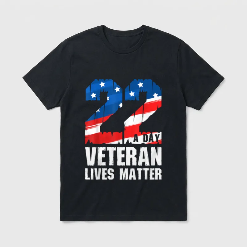 22 a Day Veteran Lives PTSD T-Shirt – Classic T-Shirt in Black