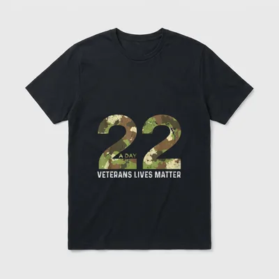 A Day 22 Camouflage Veterans Lives T-Shirt – Classic T-Shirt in Black