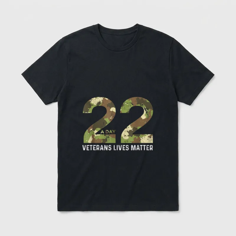 A Day 22 Camouflage Veterans Lives T-Shirt – Classic T-Shirt in Black