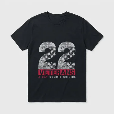 22 Star Veteran Suicide Awareness T-Shirt – Classic T-Shirt in Black