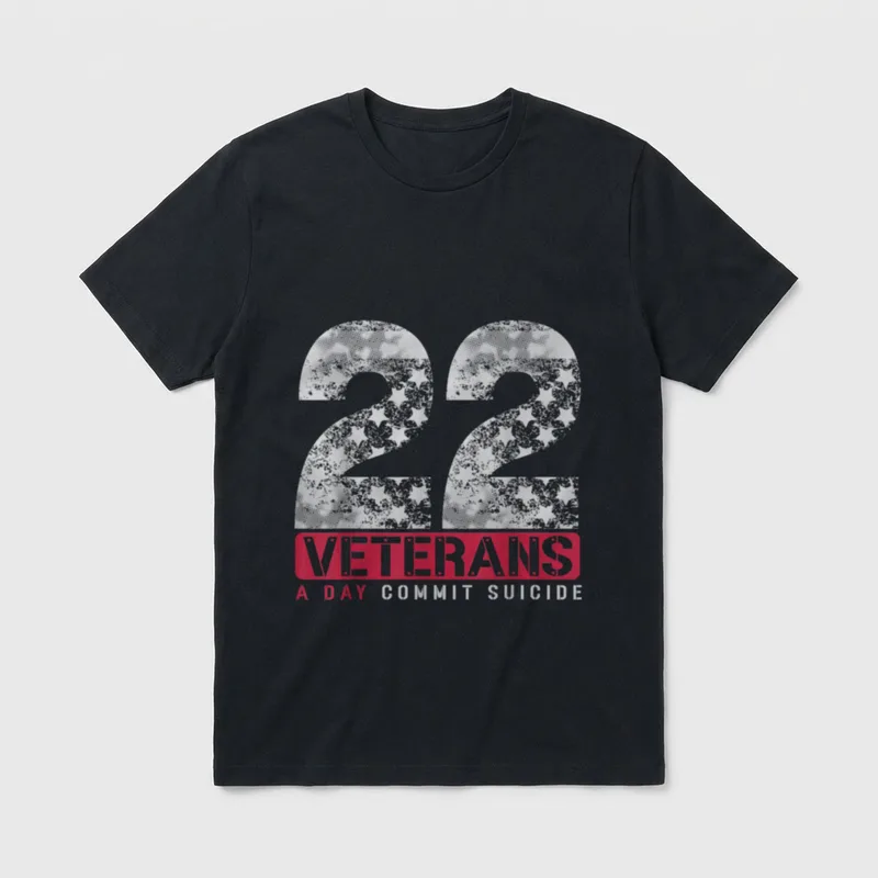22 Star Veteran Suicide Awareness T-Shirt – Classic T-Shirt in Black