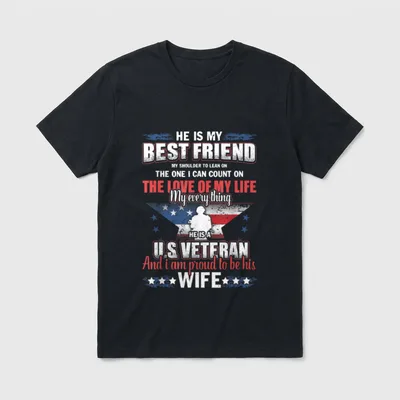 US Veteran Wife Proud T-Shirt – Classic T-Shirt in Black
