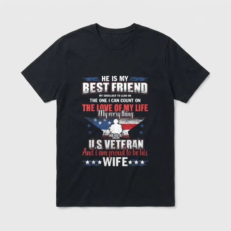 US Veteran Wife Proud T-Shirt – Classic T-Shirt in Black