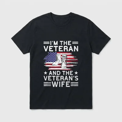 The Veteran Veteran's Wife Proud American T-Shirt – Classic T-Shirt in Black