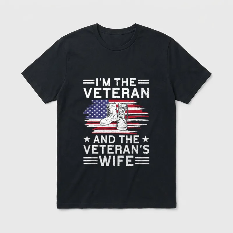 The Veteran Veteran's Wife Proud American T-Shirt – Classic T-Shirt in Black