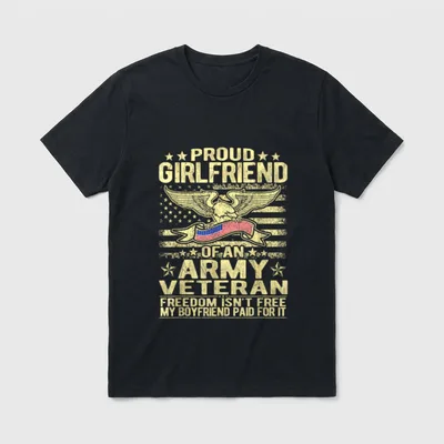 Military Girlfriend Proud Veteran T-Shirt – Classic T-Shirt in Black