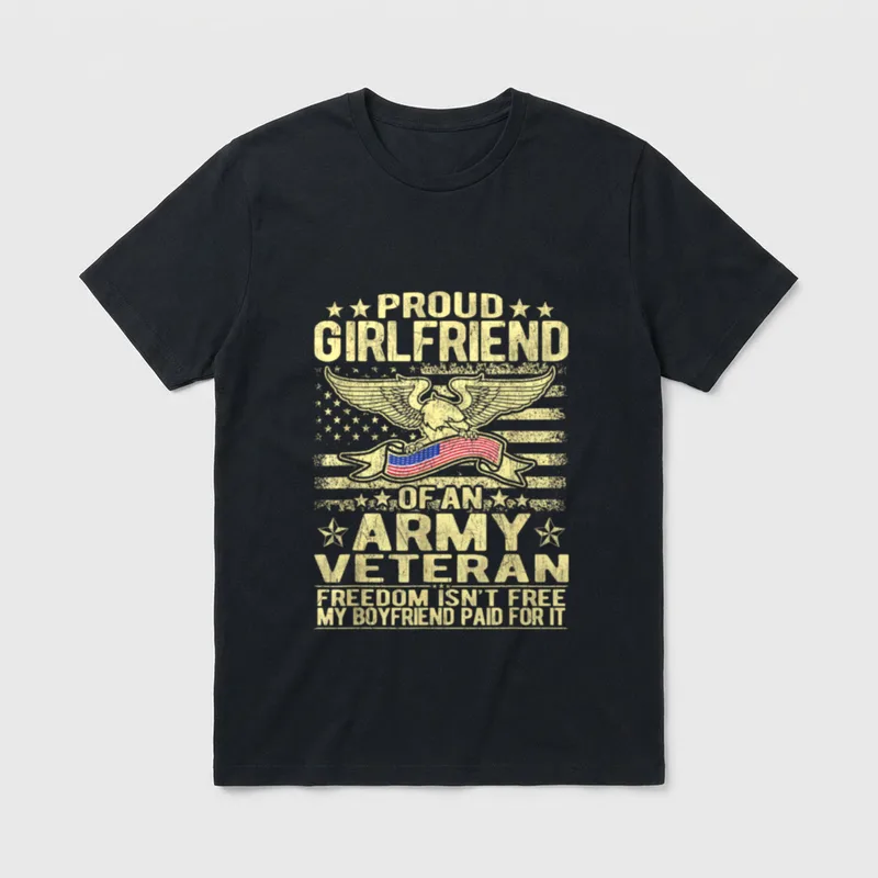 Military Girlfriend Proud Veteran T-Shirt – Classic T-Shirt in Black