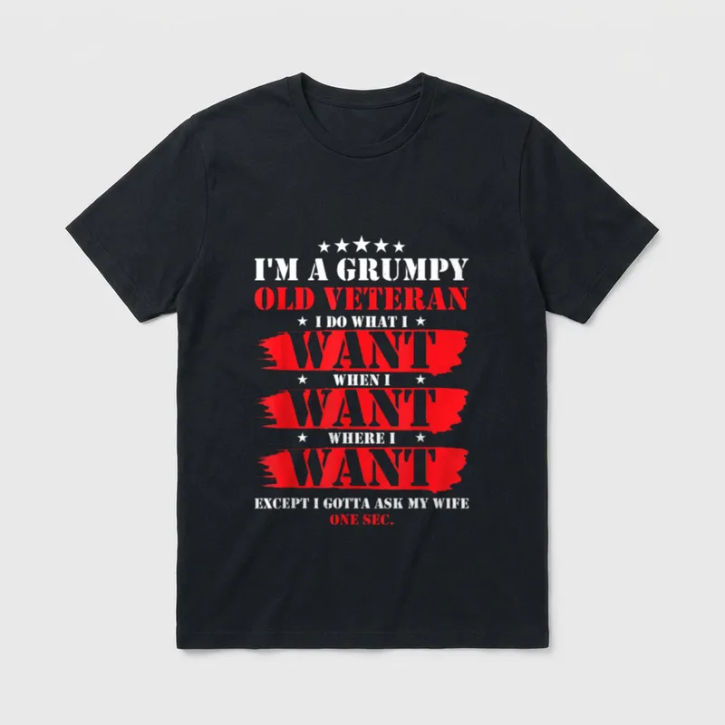 Grumpy Old Veteran Wife T-Shirt – Classic T-Shirt in Black