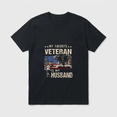 Military Wife My Favorite Veteran T-Shirt – Classic T-Shirt in Black