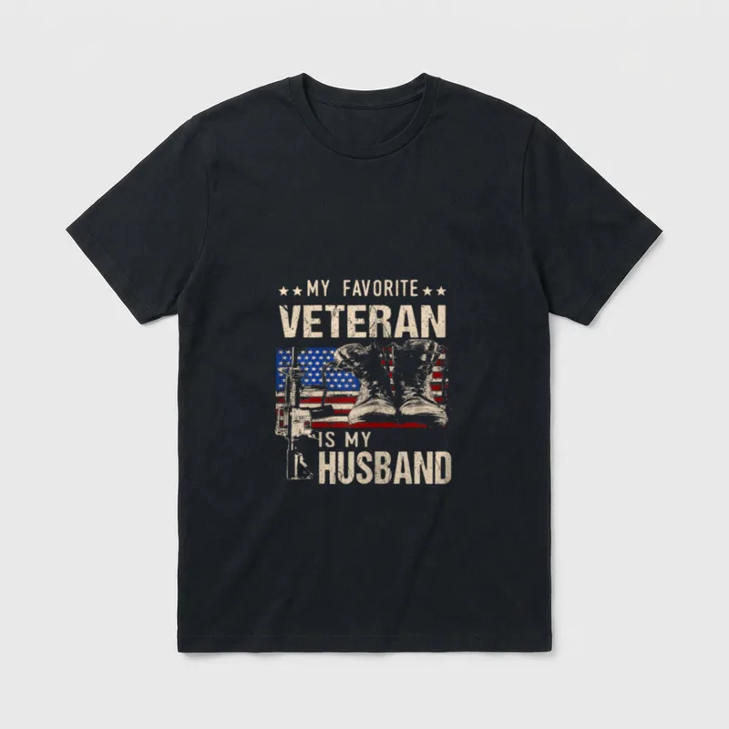Military Wife My Favorite Veteran T-Shirt – Classic T-Shirt in Black