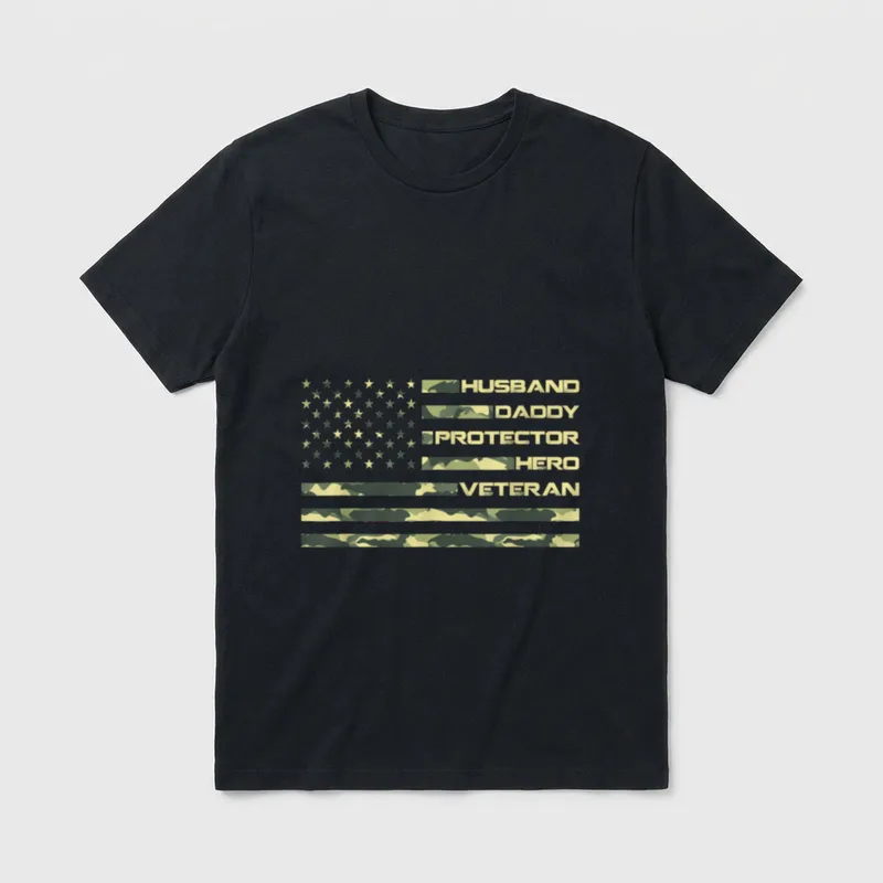 Veteran Husband Daddy Protector T-Shirt – Classic T-Shirt in Black