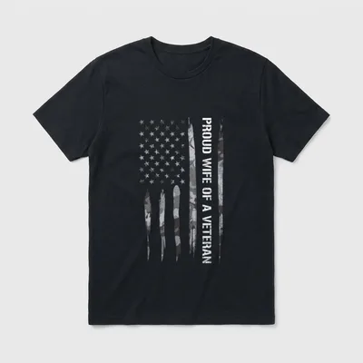 Veteran Wife American Flag T-Shirt – Classic T-Shirt in Black