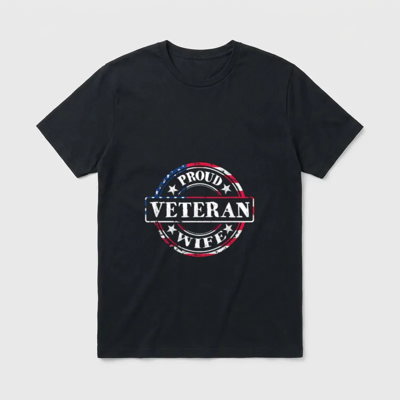 Proud Veteran Wife American T-Shirt – Classic T-Shirt in Black