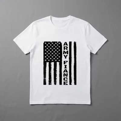 Army Fiancé Pride T-Shirt – Text reading Army Fiancé overlaid on distressed American flag – Classic T-Shirt in Black