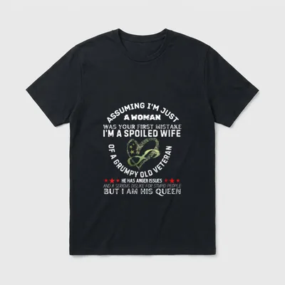 Grumpy Veteran Wife T-Shirt – Classic T-Shirt in Black