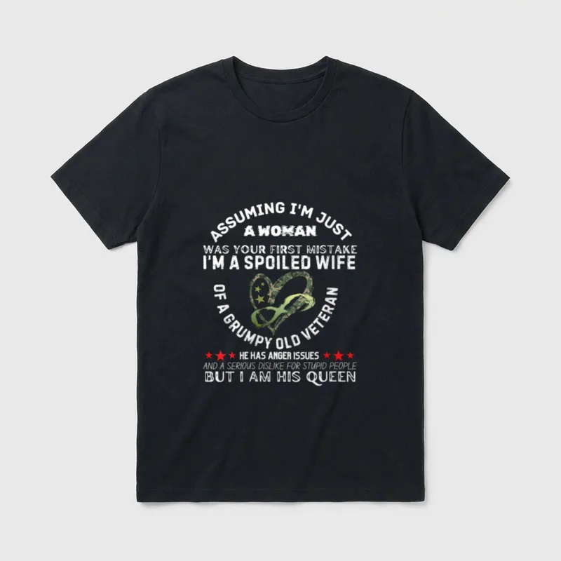Grumpy Veteran Wife T-Shirt – Classic T-Shirt in Black