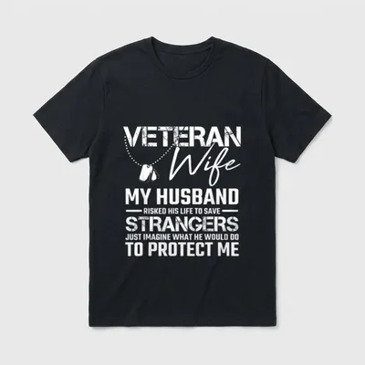 Veteran Wife Army Husband T-Shirt – Classic T-Shirt in Black