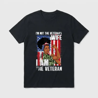 Female Veteran American Flag T-Shirt – Classic T-Shirt in Black