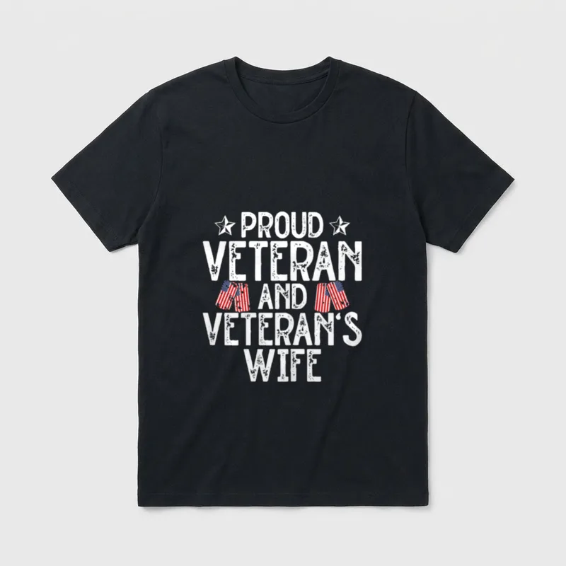 Proud Veteran and Veteran's Wife Female T-Shirt – Classic T-Shirt in Black