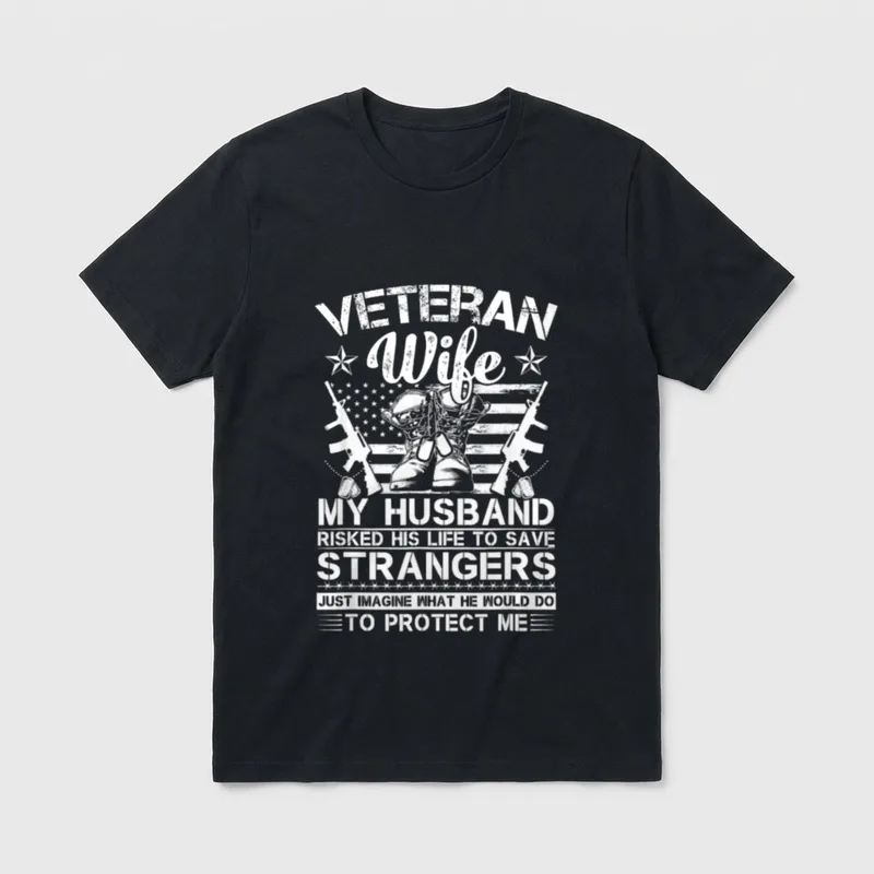 Veteran Wife Patriotic Veterans T-Shirt – Classic T-Shirt in Black