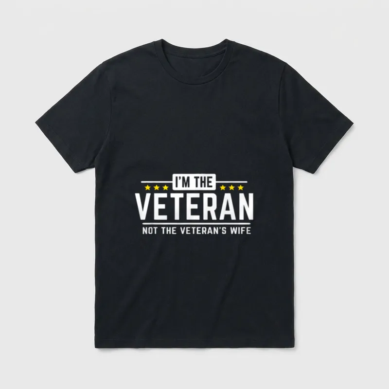 Veteran Pride T-Shirt – I'M THE VETERAN NOT THE VETERAN'S WIFE with gold stars – Classic T-Shirt in Black