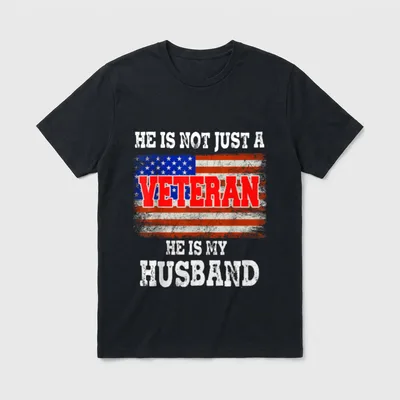 Veteran Husband American Flag T-Shirt – Classic T-Shirt in Black