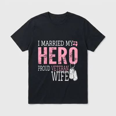 Married My Hero Veteran T-Shirt – Classic T-Shirt in Black