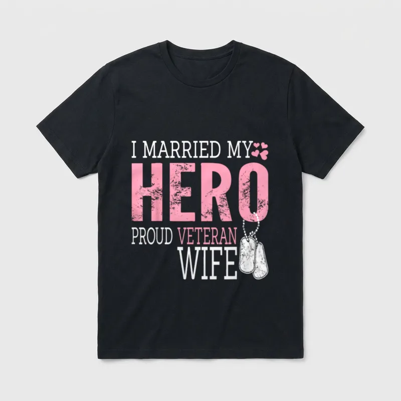 Married My Hero Veteran T-Shirt – Classic T-Shirt in Black