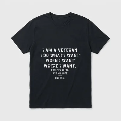 Veteran Ask Wife Permission T-Shirt – Classic T-Shirt in Black