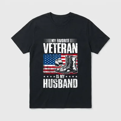 My Favorite Veteran Is Husband American T-Shirt – Classic T-Shirt in Black