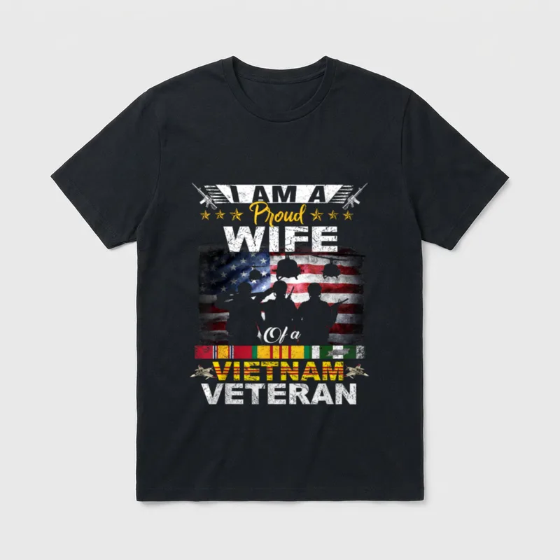 Proud Wife of a Vietnam Flag T-Shirt – Classic T-Shirt in Black