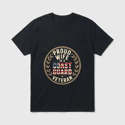 Proud Wife of Coast Guard Veteran T-Shirt – Classic T-Shirt in Black