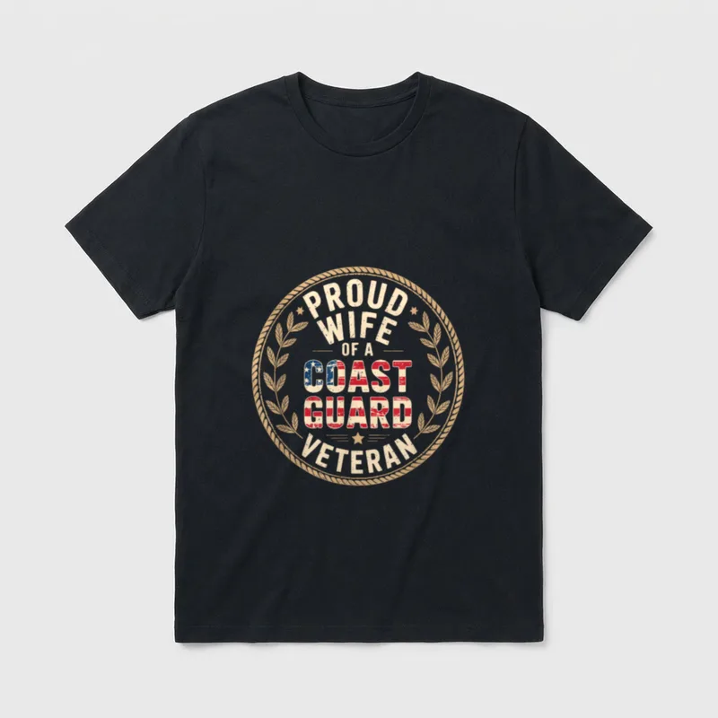 Proud Wife of Coast Guard Veteran T-Shirt – Classic T-Shirt in Black