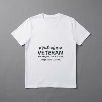 Wife of a Veteran Military Flower T-Shirt – Classic T-Shirt in Black
