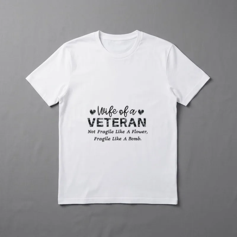 Wife of a Veteran Military Flower T-Shirt – Classic T-Shirt in Black