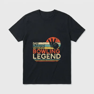 Dad Husband Veteran Bowling Legend Retired T-Shirt – Classic T-Shirt in Black