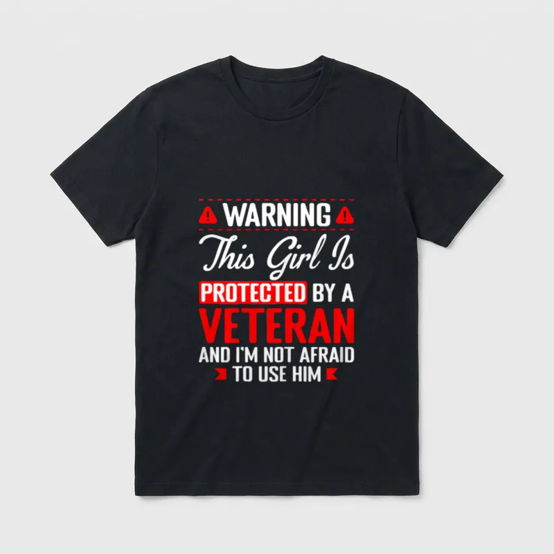 Protected by a Veteran Funny Military T-Shirt – Classic T-Shirt in Black