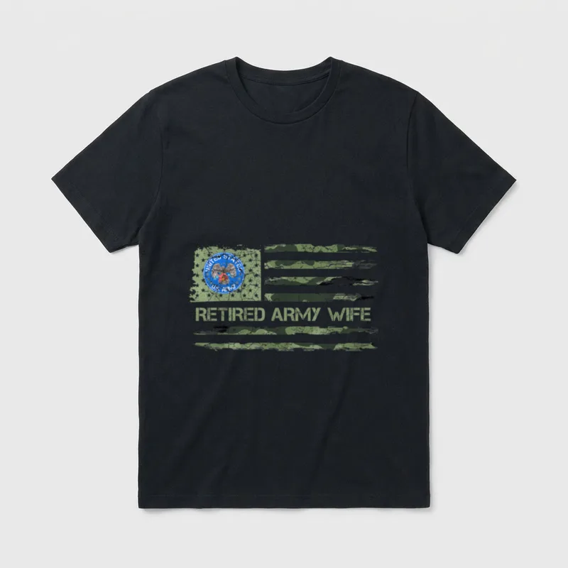 Camo Flag Retired US Army Veteran T-Shirt – Classic T-Shirt in Black