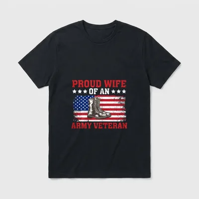 Army 4th July Veteran Spouse T-Shirt – Classic T-Shirt in Black