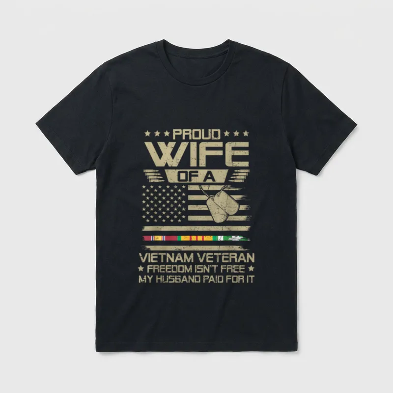Proud Wife of Vietnam Veteran Husband T-Shirt – Classic T-Shirt in Black