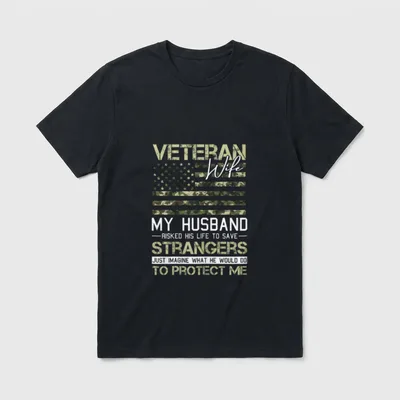 Veteran Wife Veterans Day Cool Camo T-Shirt – Classic T-Shirt in Black