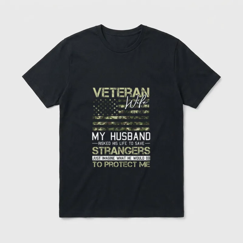 Veteran Wife Veterans Day Cool Camo T-Shirt – Classic T-Shirt in Black