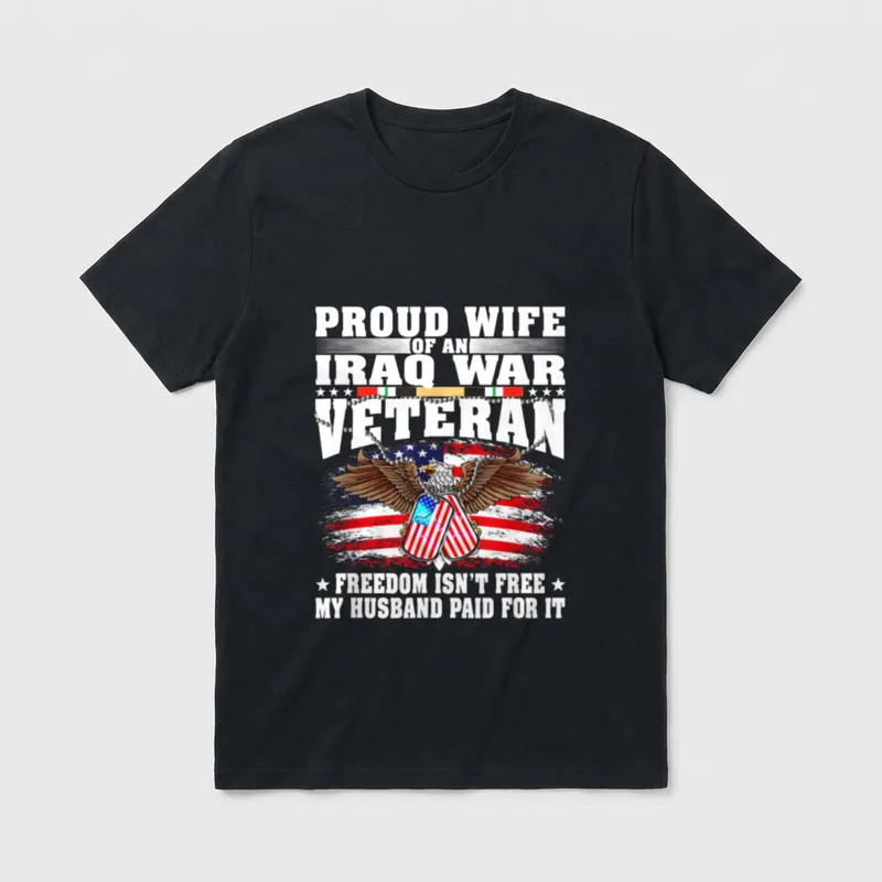 Proud Wife of Iraq War Veteran T-Shirt – Classic T-Shirt in Black