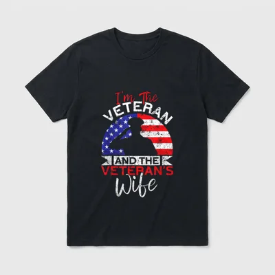 The Veteran Veteran's Wife Proud Saying T-Shirt – Classic T-Shirt in Black